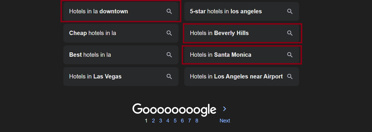 Relevent keywords at the bottom of Google search results