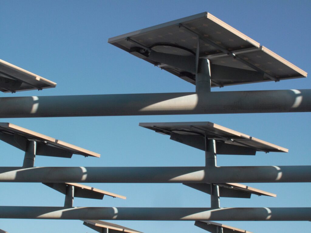 Solar panels mounted on roof